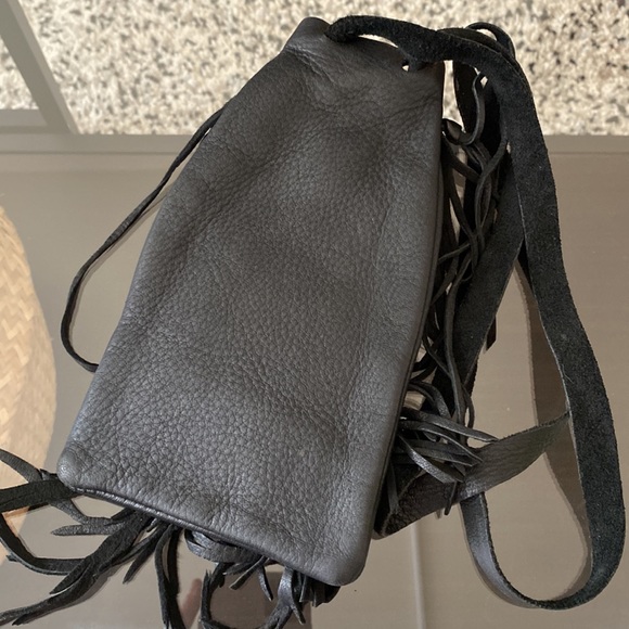 Handmade fringed beaded boho leather festival mini bag pouch - Picture 4 of 4